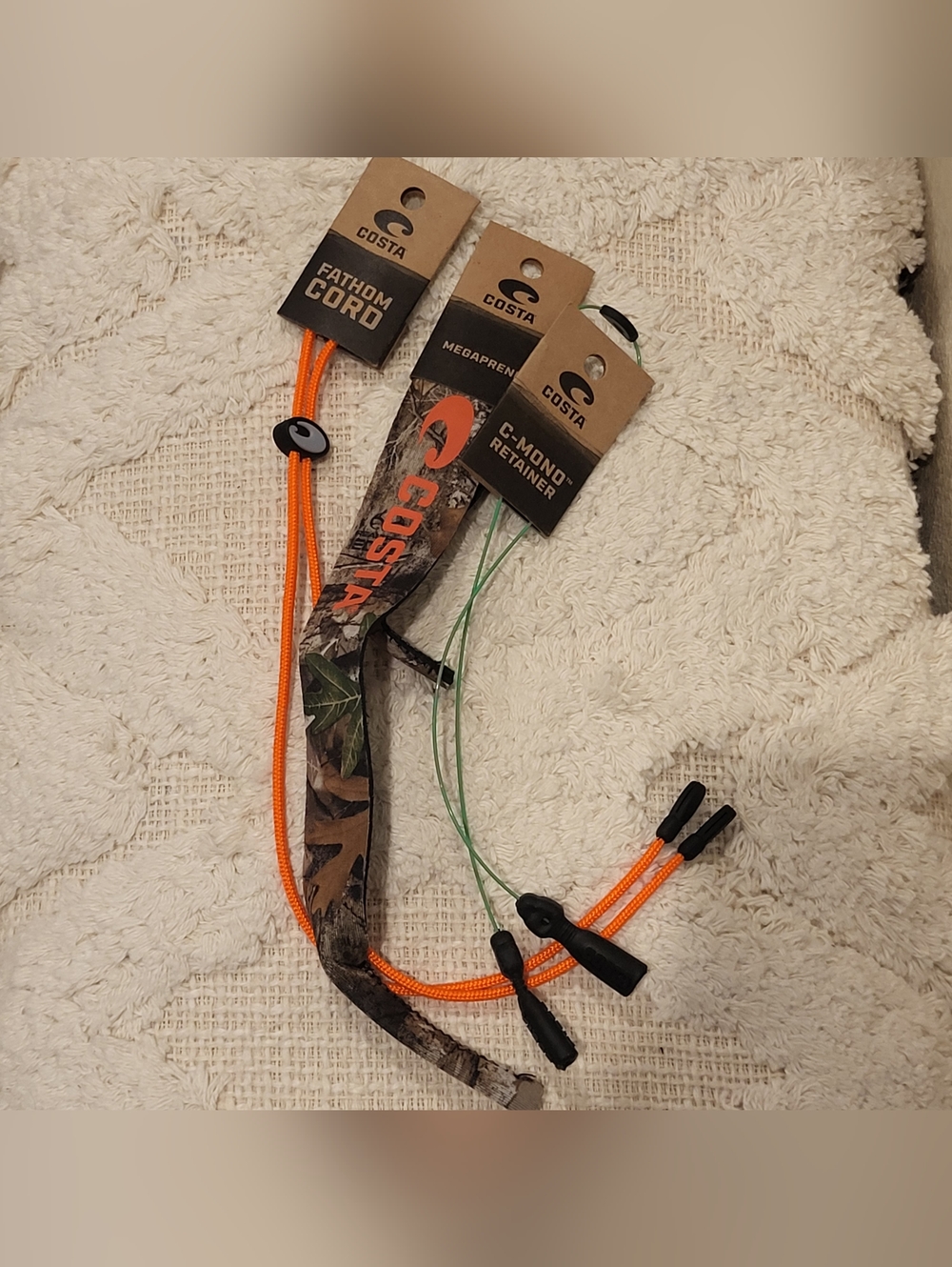 Costa Sunglass Retainers in Orange, Green, Camo- set Of  NWT